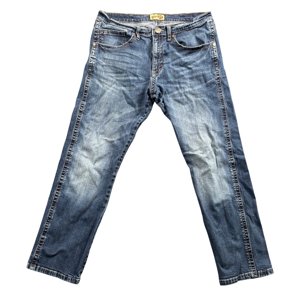 Wrangler 20X Jeans Mens 33x28‎ Blue Medium Wash Western Denim Whiskered